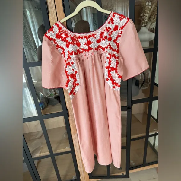 Margarita Embroidered shift dress oaxacan floral sara golondrina short sleeve - Image 7