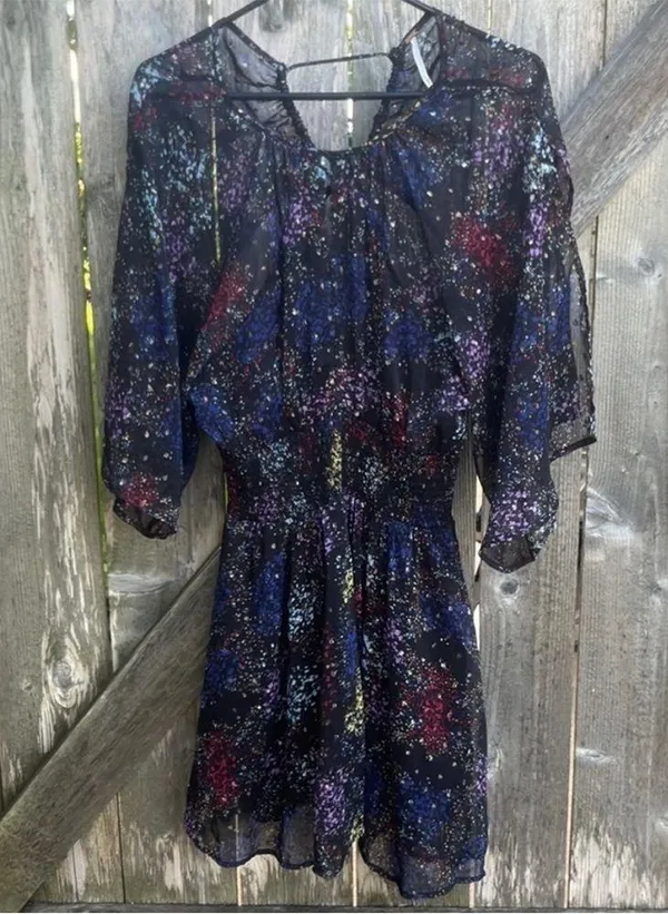 EUC Free People Anna Open Back Dress Black Floral Size Medium - Image 4
