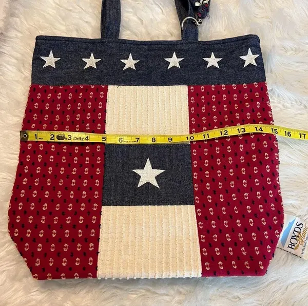 Vintage Boyds Home Collection Tote Bag Americana Patriotic Chambray Bear Stars - Image 8