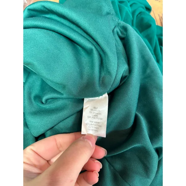 Privy Emerald Green Ruched Midi Dress Bodycon Medium Formal Autumn Wedding Guest - Image 4