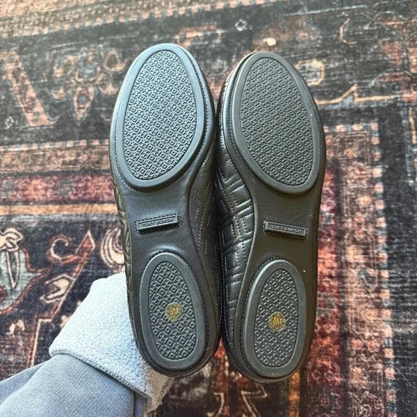 Tory Burch black quilted round toe flats Minnie travel slip on shoes‎ - Image 8