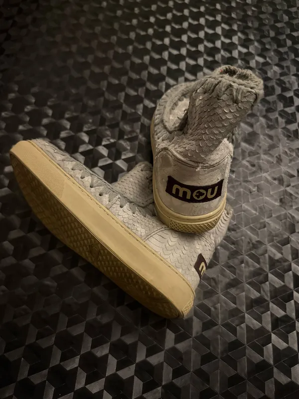{MOU} Summer Eskimo Silver Gray Shearling-Trim Crochet Stitched Winter Boot - Image 5