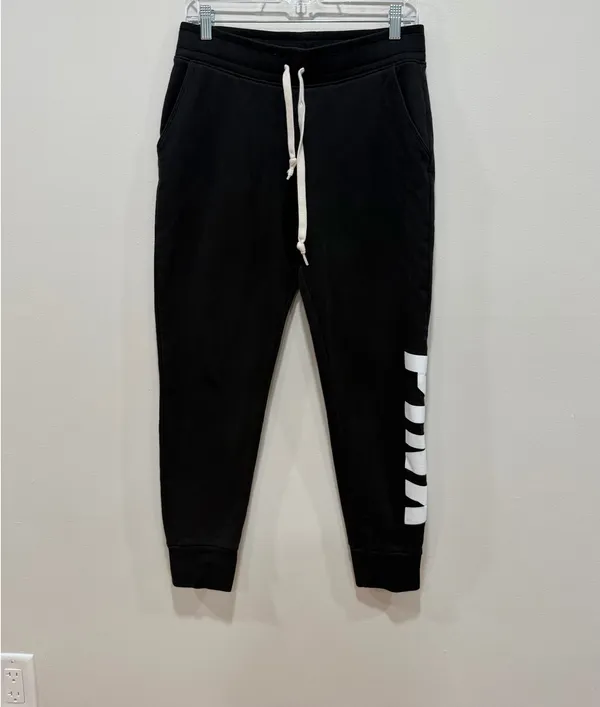 PINK Victoria’s Secret Black Jogger Sweatpants Cozy Lounge Athleisure Size Medium - Image 2