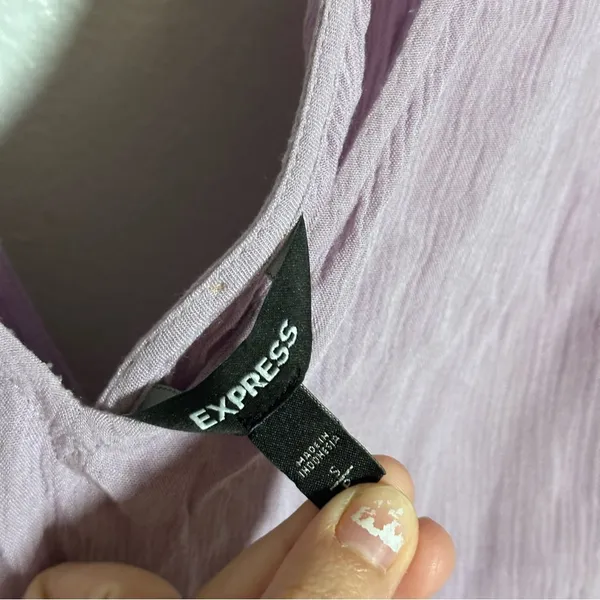 Express Women‎ Peplum Lilac Purple Long Sleeve Blouse V-Neck size Small - Image 4