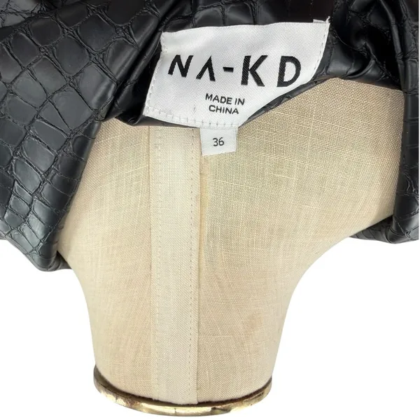 NA-KD Black Faux Croc Oversized Blazer Jacket Reptile‎ Texture EU 36 US 6 - Image 12