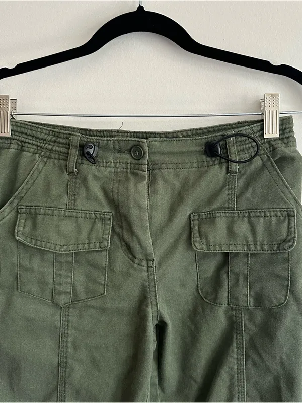 Brandy Melville Olive Green Cargo Pants Utility Straight Leg OS - Image 4