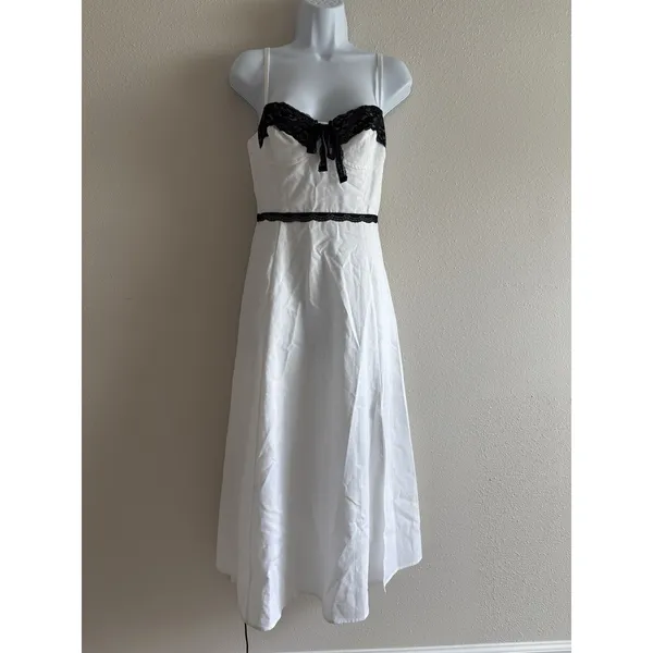 ASTR The Label‎ Lace Contrast Bustier Dress White Black M Medium Midi Cocktail - Image 3