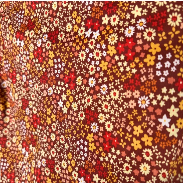 Planet Gold Floral Long Sleeve Criss Cross Crop Top Burnt Henna Medium Bohemian - Image 5