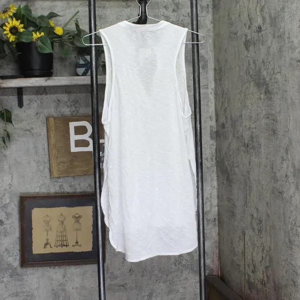 NWT Almost Famous Juniors Sleeveless Utility Tunic Shirt top White L - Image 3