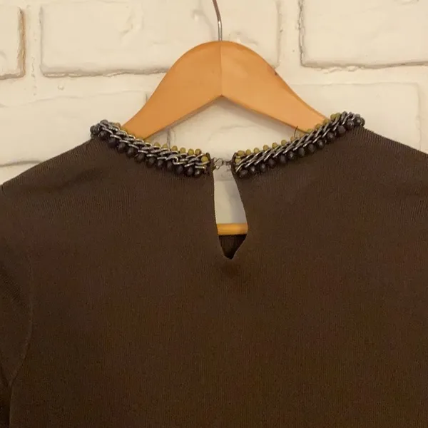 Zara knit top with beaded neckline size small - Image 7