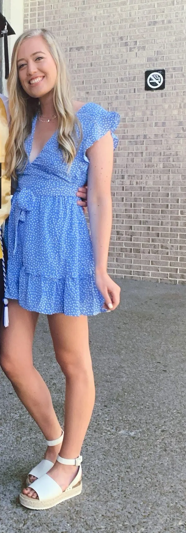 Showpo Blue and White Mini Dress - Image 4