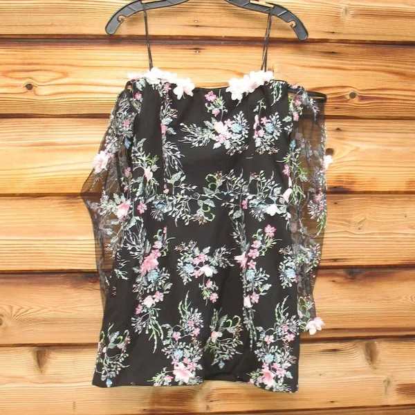 NWT Elliatt Gaia Black Floral Mini Dress Size L - Image 6