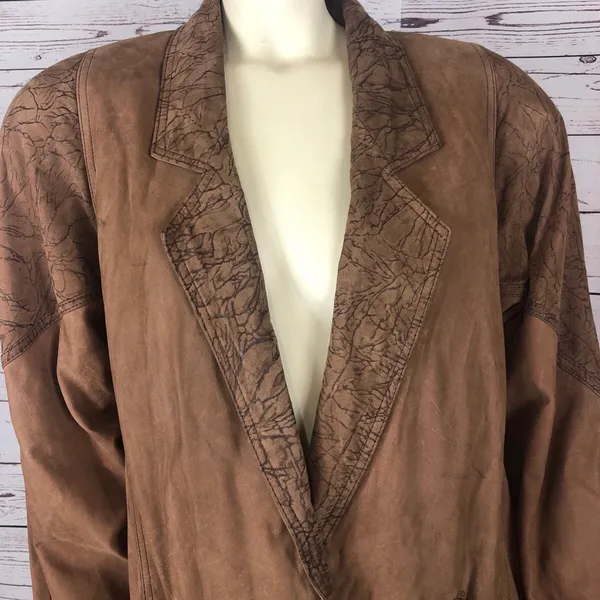 Vintage 80s G-III Global Identity Oversized Slouchy brown leather coat large - Image 4