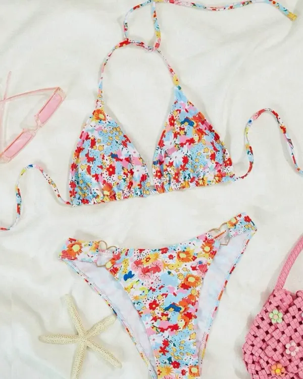 SheIn Floral Print Triangle Bikini - Image 5