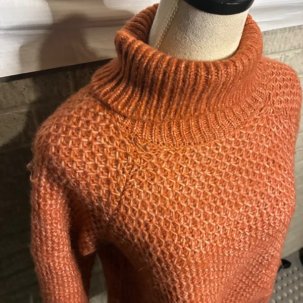 JACK by BB DAKOTA Orange Knit Turtleneck Sweater‎ Size S Cozy Textured - Image 2