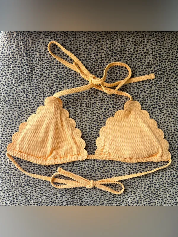 Aerie waffle scalloped triangle bikini top orange - Image 2