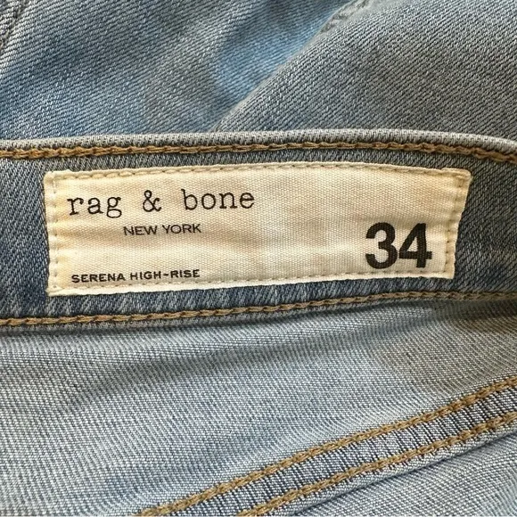rag & bone Women's Serena High Rise Wide Leg Raw Hem Denim Jeans Size 34‎ - Image 11