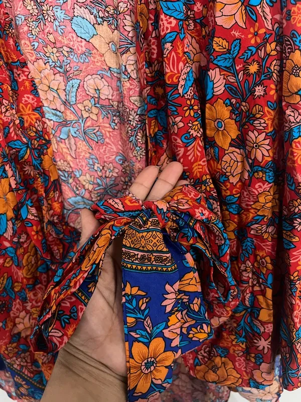 Paparazzi Multicolor Floral Kimono - Blue & Orange & Pink size medium - Image 5