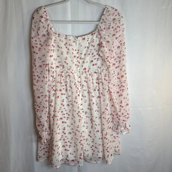 FRANCESCA'S MI AMI WHITE RED FLORAL LONG SLEEVE BABYDOLL DRESS Size XS Preowned - Image 12