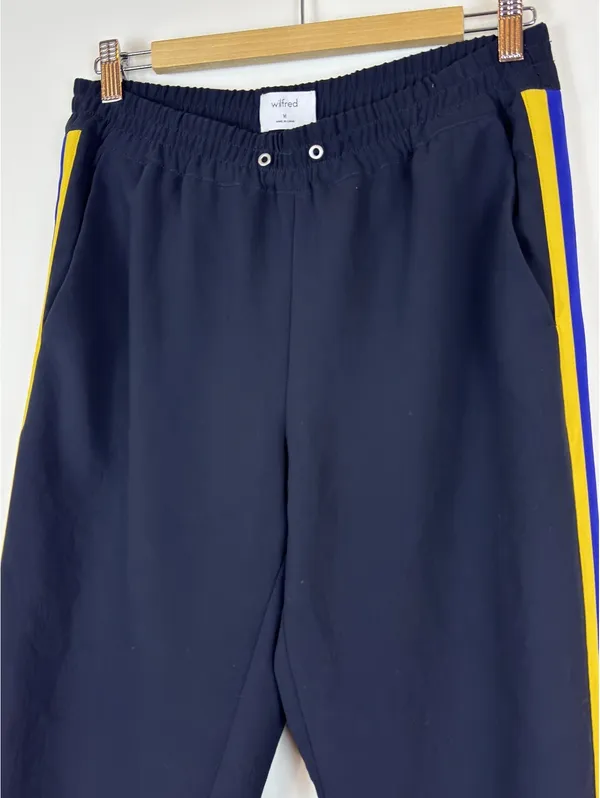 Aritzia Wilfred Buffon Jogger Pants M Navy Yellow Blue Side Stripe Track Pants - Image 2
