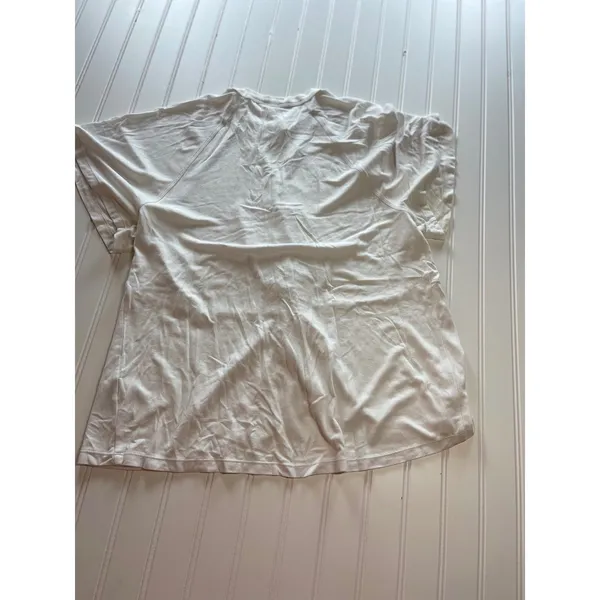 Free People White Knot Front Choker Keyhole Neckline‎ Short Sleeve Top Large - Image 5