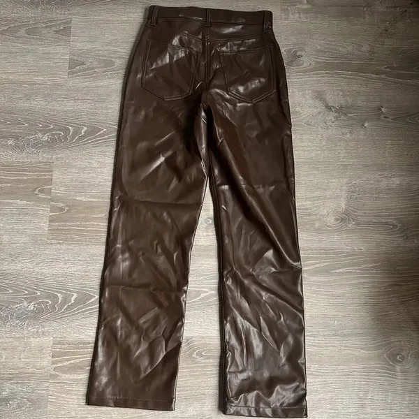 NEW Abercrombie & Fitch Vegan Leather 90s Straight Pant - Image 3