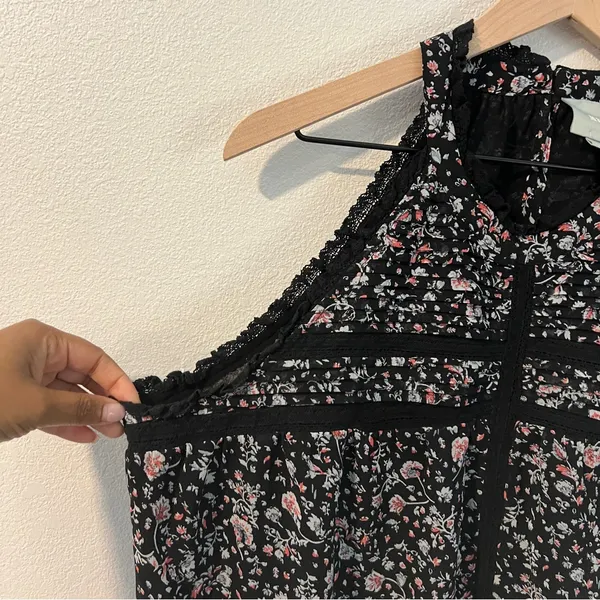 Anthropologie Maeve Lace Ruffle Trim Floral Sleeveless Halter‎ Neck Top Size XL - Image 5