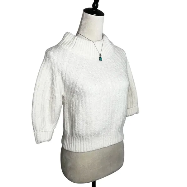 3.1 Phillip Lim Wool Alpaca Blend Cropped Mock Neck Sweater S | Quiet‎ Luxury - Image 2