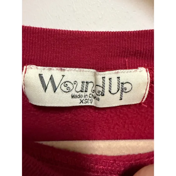 Wound Up Strong Like My Coffee Graphic‎ Sweatshirt Burgundy Fleece Crewneck XS - Image 4