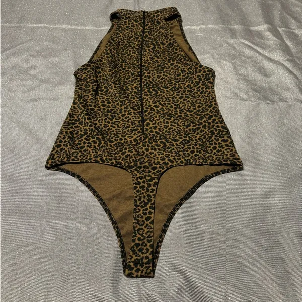 Show Me Your MuMu Brown and Black Leopard Bodysuit - Image 2