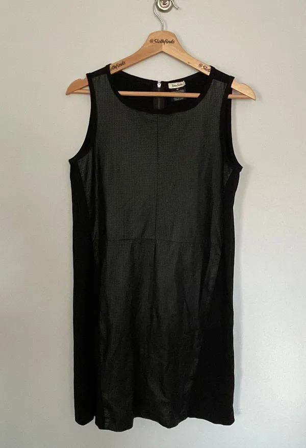 Leather Front Sheath Sleeveless Dress- Black- Size Medium - Image 7