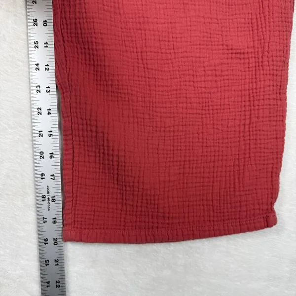 Nine West Jeans Red Cotton‎ Gauze Wide Leg Cropped Pants Large UDNWW3021-MRD - Image 5