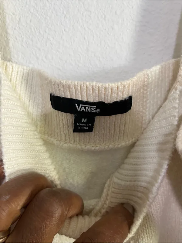 Vans Women's Cream Checkered Knit Tank Top M - Image 7