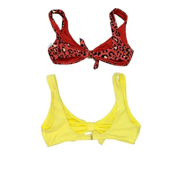 Hollister Bikini Tops‎ Lot of 2 Womens XS Leopard Print & Yellow Front Tie - Image 4