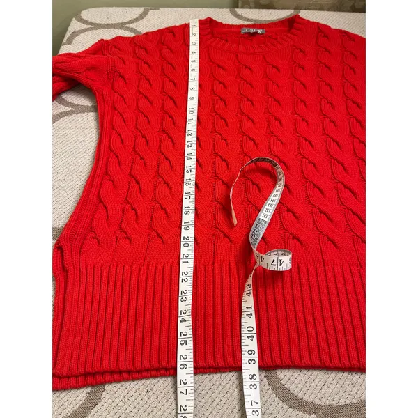 J. Crew Cotton blend cableknit side-slit crewneck sweater, style:Bm401, size s/m - Image 8