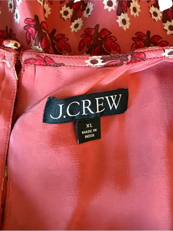 J.Crew - Hyacinth Block Print Crepe de Chine Smocked Maxi Dress Sz XL - Image 7