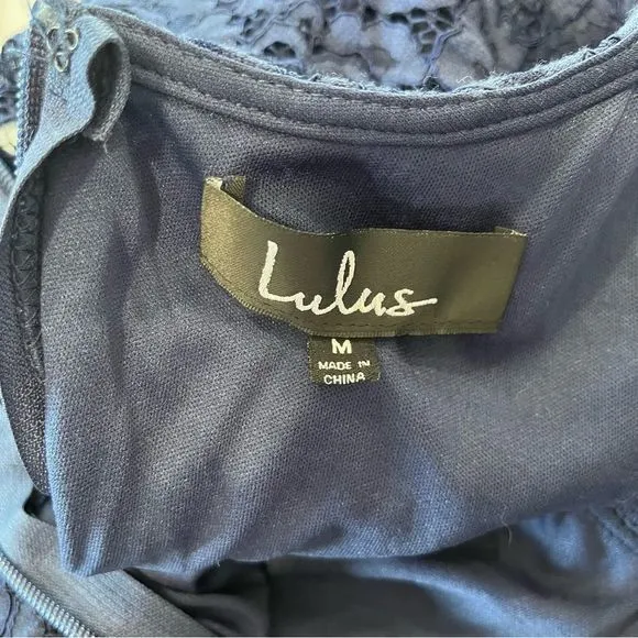 Lulus Polished to Perfection Navy‎ Blue Lace Sheath Dress MEDIUM - Image 10