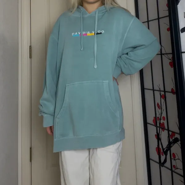 Fanjoy | David Dobrik Merch “David’s Vlog” Mint Green Drawstring Pullover Hoodie - Image 3