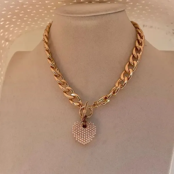 NWT Vera by New York bold chain and faux pearl heart choker - Image 4