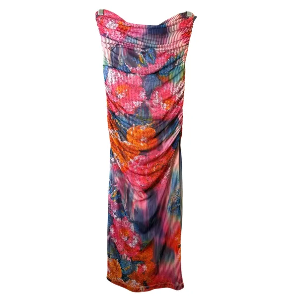 By Anthropologie The Soleil Slim Strapless Ruched Mesh Dress sz. XS - Image 2