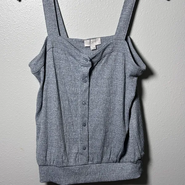 Loft Outlet Women‎ Gray Button Tank Top Size Small - Image 2