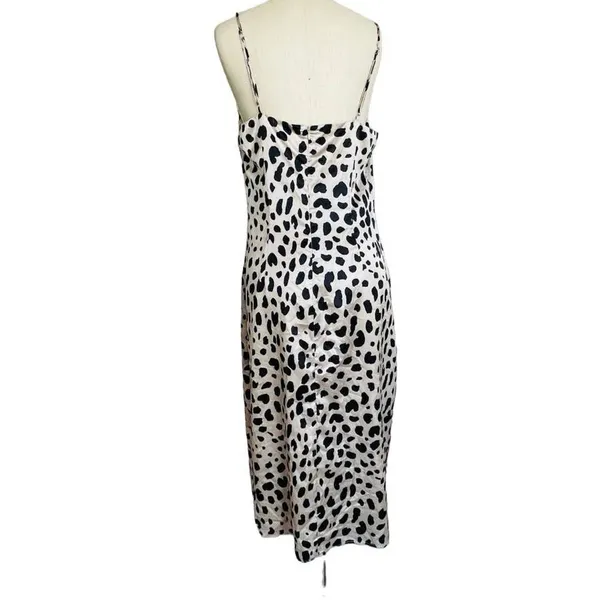 E. Ssue Leopard Satin Slip Midi Dress Size L Side Slit Y2K - Image 3