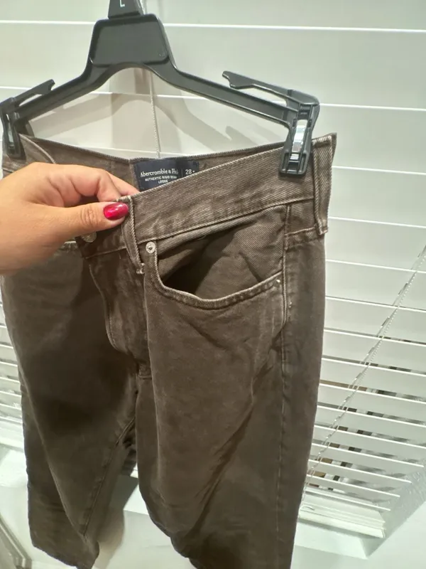 Abercrombie & Fitch Authentic Rigid Denim Loose Jeans Size 28W 30L Brown - Image 6