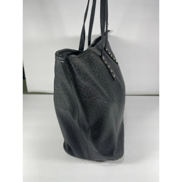 ALDO Black Large Textured Tote Bag Zip Closure Gold Studded Inner Pockets - Image 2