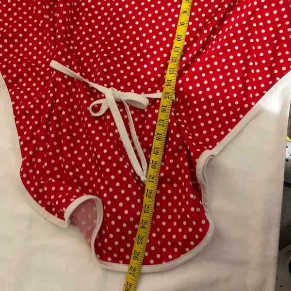 1980s Vintage Red white polka dot kimono style butterfly bell sleeve top blouse belted cinch waist Size S, measurement in pics Excellent condition - Image 5