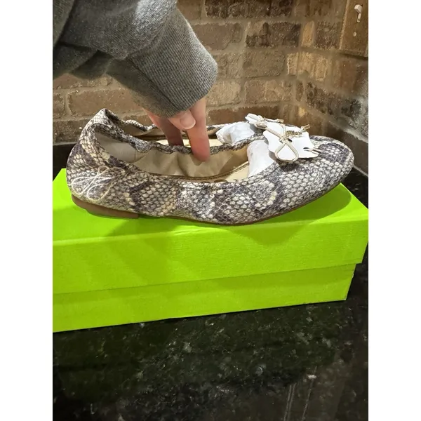 Sam Edelman Felicia Roccia Leather Snakeskin Ballet Flats Women's‎ Size 6 Bow! - Image 4