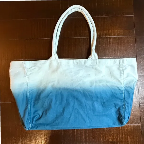 Athleta Blue White Ombre Canvas Tote Bag Large Cotton Shopper S/746931-00 - Image 9