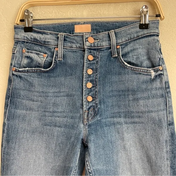 Mother Denim The Pixie Tomcat Crop Not Cut & Pasted‎ Jeans Distressed Button Fly - Image 3