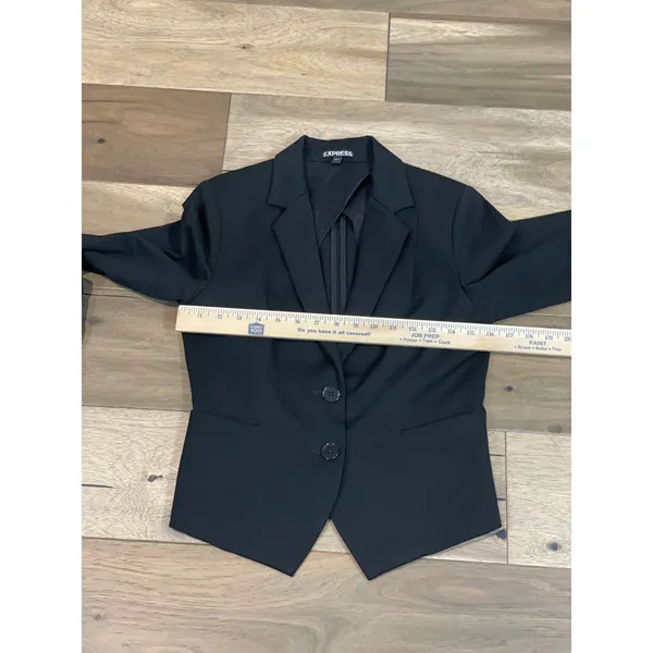 Express Black Single‑Breasted Ruched Sleeve Suit Jacket Size 4 - Image 6