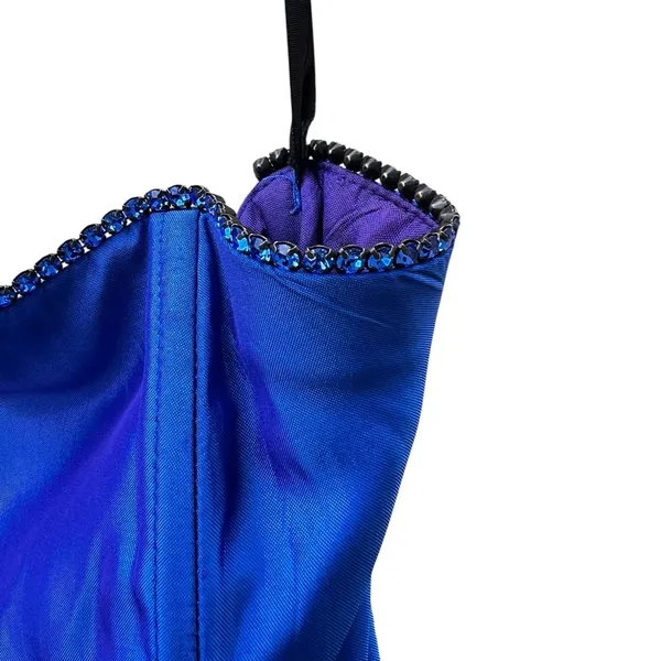 Gunne Sax Jessica McClintock Blue Strapless Prom Gown‎ Vintage Y2k Formal Dress - Image 8